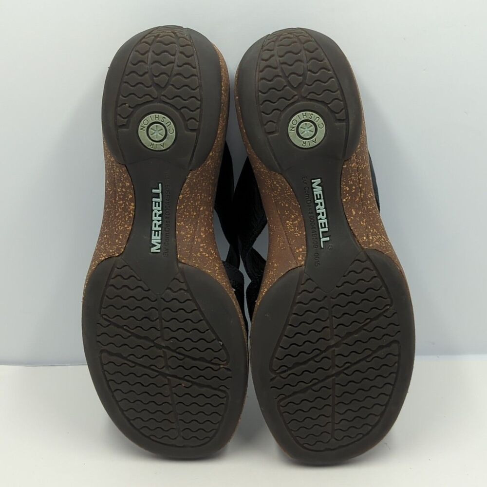 Merrell Women's Sundial Cross Midnight Thong Sandals Black 6 Leather Cork - Picture 10 of 10